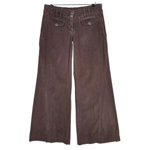ETT.TWA BY ANTHROPOLOGIE WOMEN'S WIDE‑LEG BROWN PANTS – SIZE 2 (30"W x 28"I)